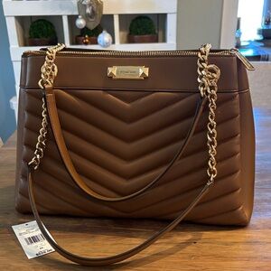 Michael Kors Tan Leather Whitney Gold Chain Shoulder Bag